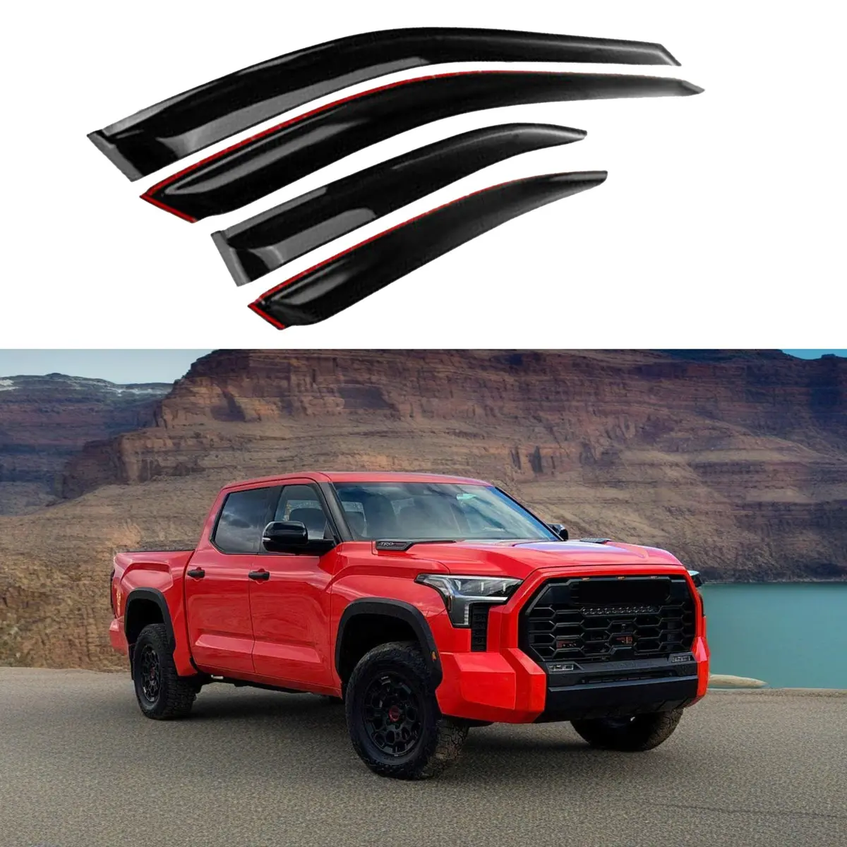 For 2022-2024 Toyota Tundra Jdm Style Rain Wind Guards Window Vent Visors 1