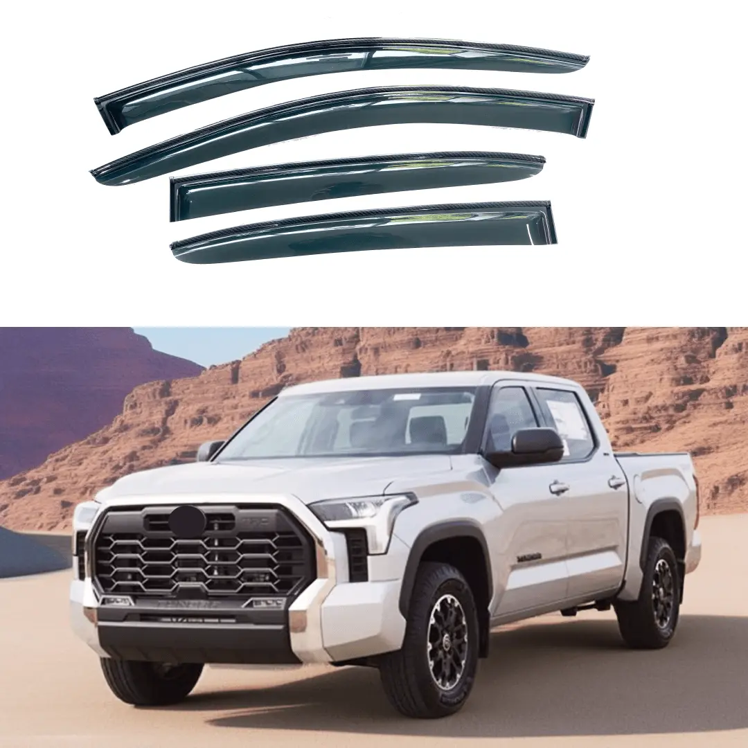 Fits 2022-2024 Toyota Tundra Crew Cab Carbon Fiber Print Trim Window Visors 1