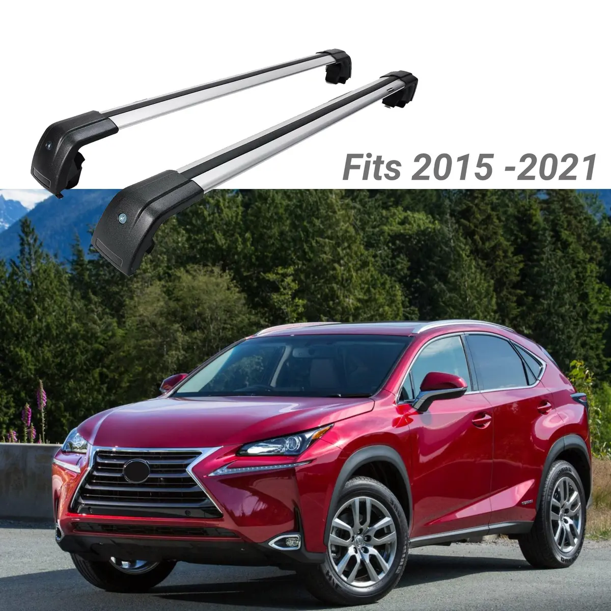 Fit 2015-2021 Lexus Nx200t Nx300h Baggage Luggage Cross Bar Black Top Roof Rack 1