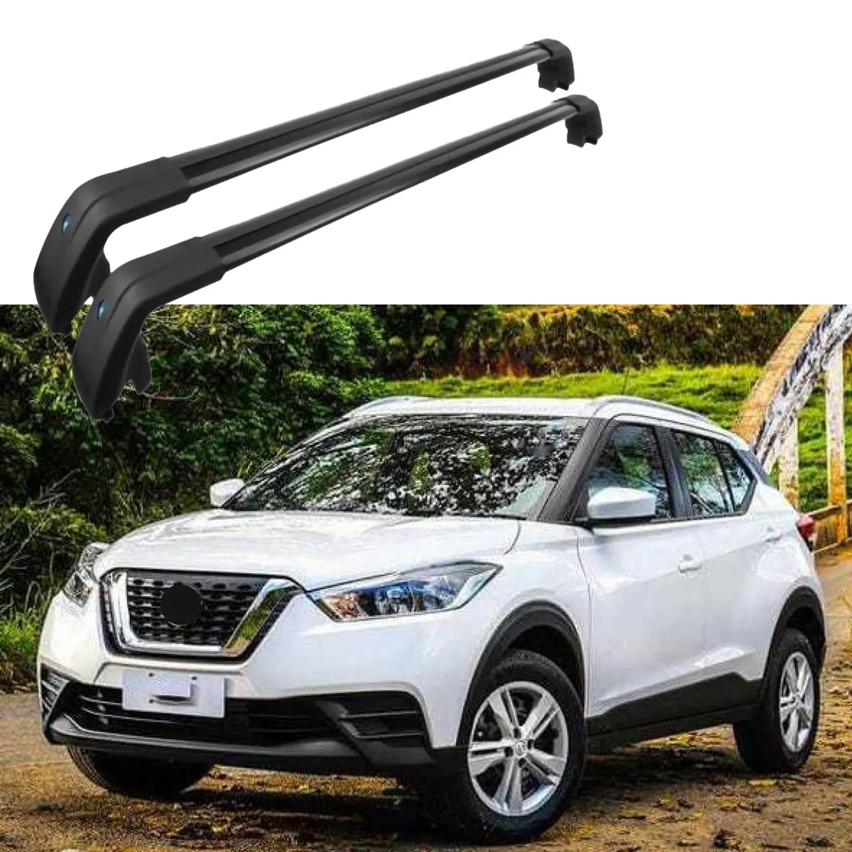Fit 2017-2021  Nissan Kicks Black Roof Rack Baggage Luggage Cross Bar Crossbar 1