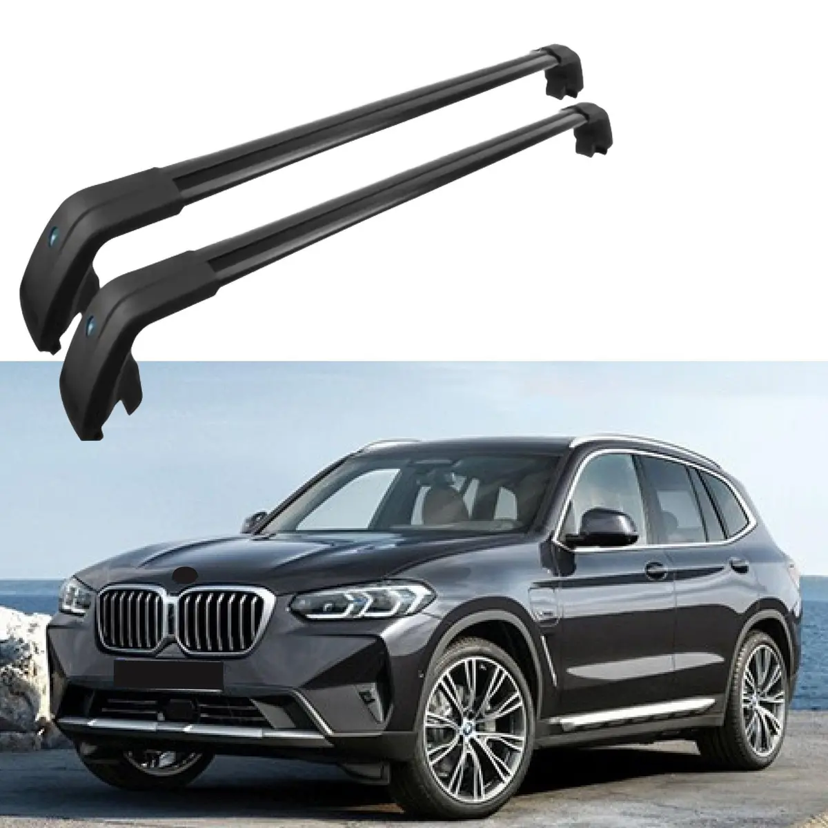 Fit 2011-2021 Bmw X3 F25 Black Roof Rack Baggage Luggage Cross Bar Crossbar 1