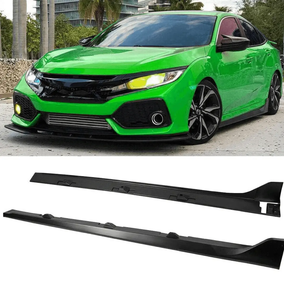Fits 2016-2021 Honda Civic Sedan Type R Style Side Skirt Extensions Kit 1