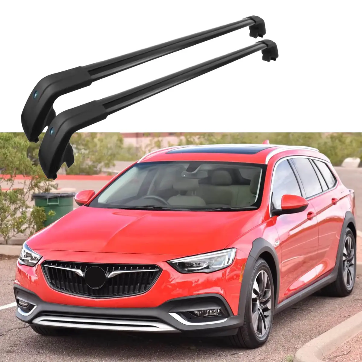 Fit 2018-2020 Buick Regal Tourx Black Roof Rack Baggage Luggage Cross Bar Crossbar 1