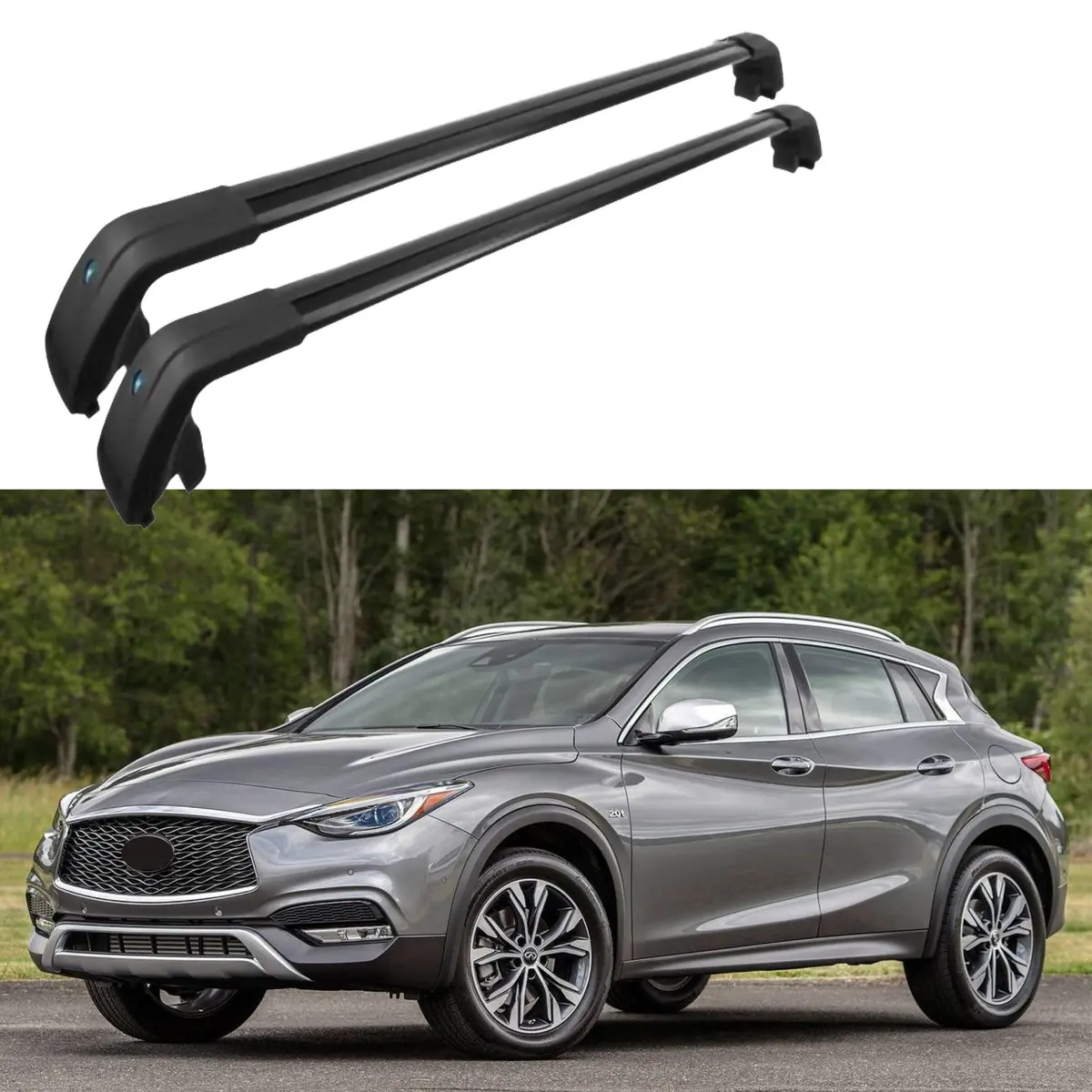 Roof Rack Cross Bars - Best Black | Fits Infiniti Qx30 (17-19) 1