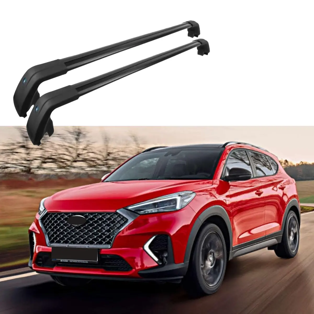 Roof Rack Cross Bar - Epic Black Smooth | Hyundai Tucson (10-21) 1