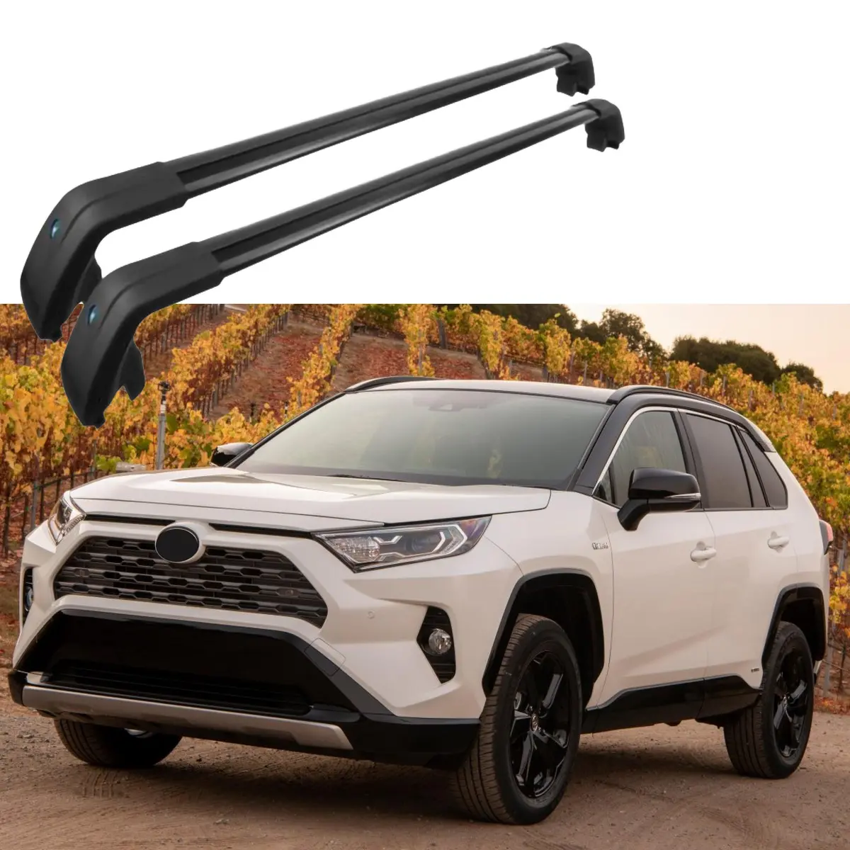 Fit 2019-2020 Toyota Rav4 Baggage Luggage Black Tap Roof Rack Cross Bar 1