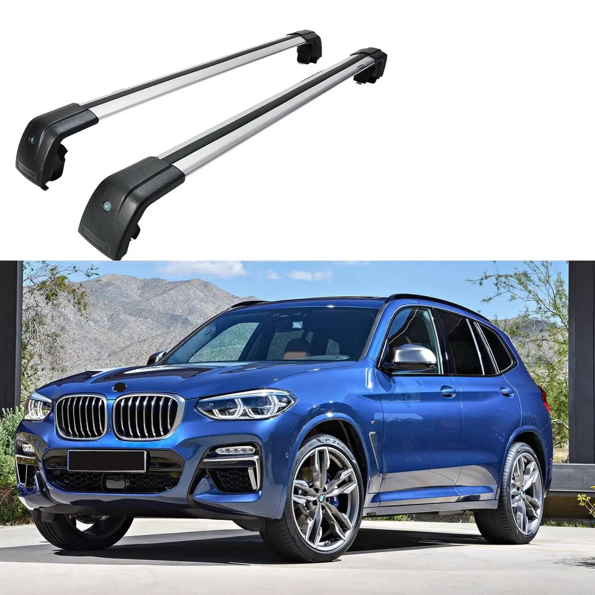 Fit 2011-2021 Bmw X3 Suv Top Roof Rack Cross Bar Baggage Luggage Carrier Bar 1