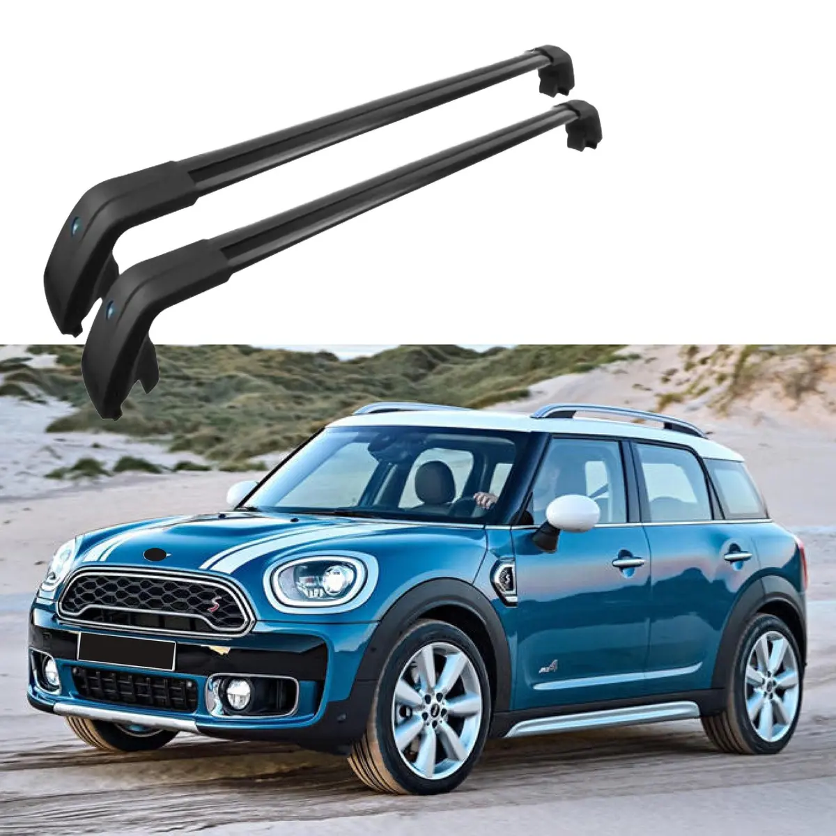Fit 2011-2021 Mini Countryman Black Roof Rack Baggage Luggage Cross Bar Crossbar 1
