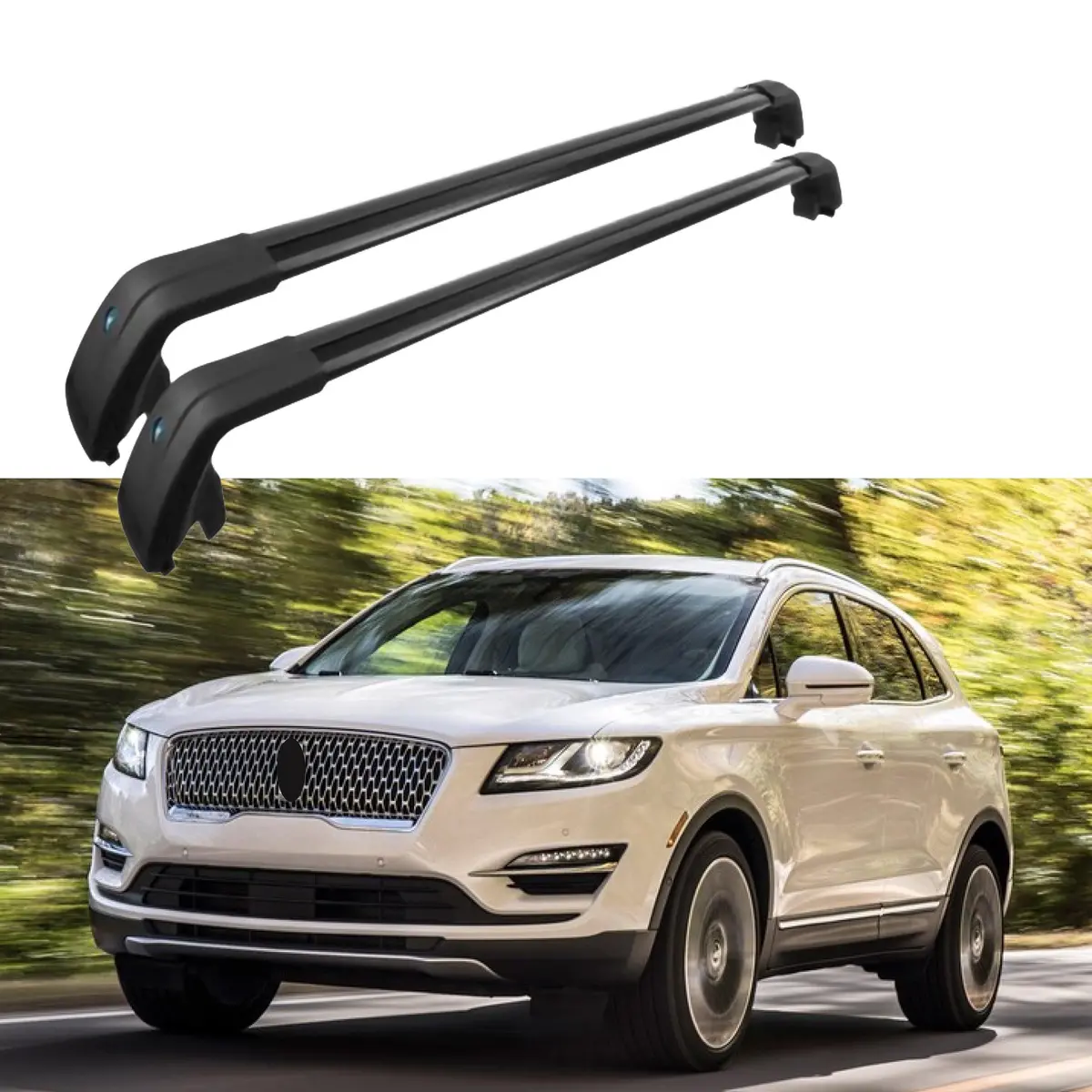 Fit 2013-2021 Lincoln Mkc Black Roof Rack Baggage Luggage Cross Bar Crossbar 1