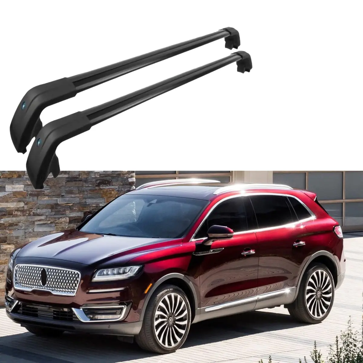 Fit 2016-2021 Lincoln Mkx Black Roof Rack Baggage Luggage Cross Bar Crossbar 1