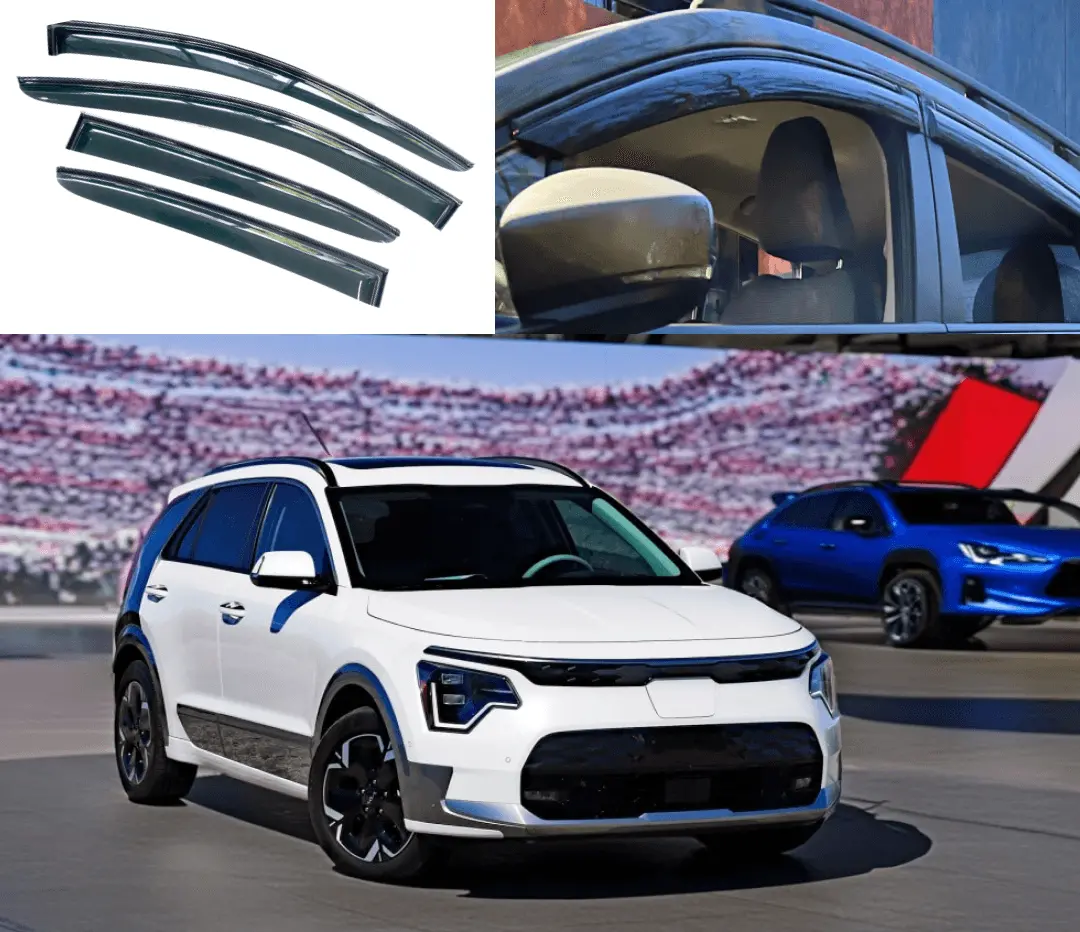 Fits Niro 2023-2024 Carbon Fiber Trim Rain Guards Window Visors 1