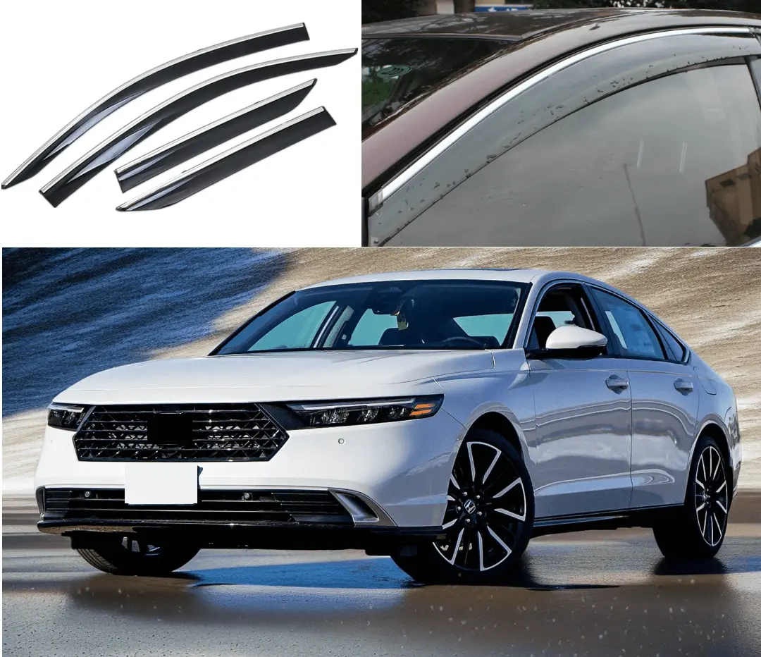 Chrome Trim Rain Guards Window Visors Fits 2023-2025 Honda Accord 1