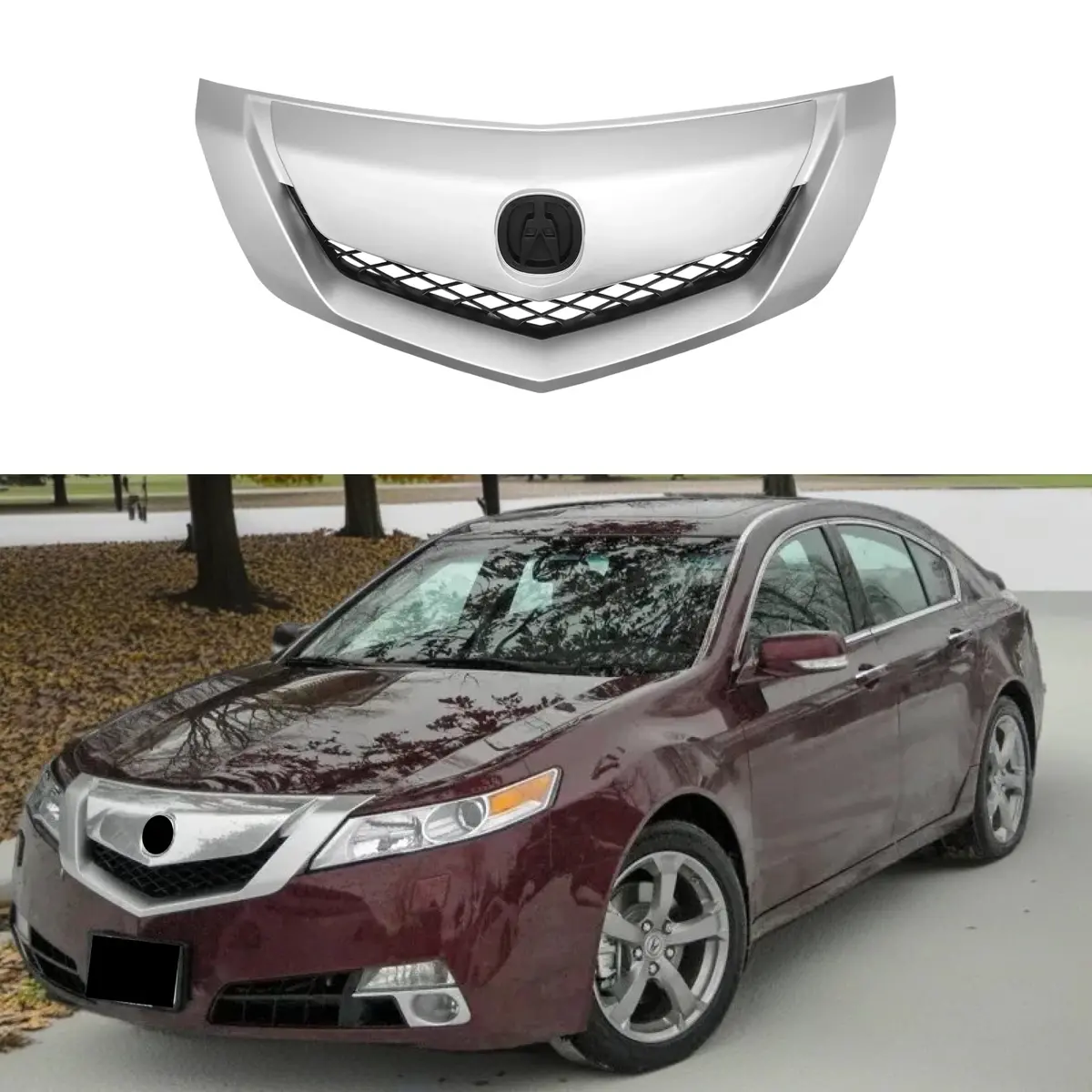 Fits Acura Tl 2009-2010 Sliver Painted Front Bumper Ornamental Grille Assembly 1