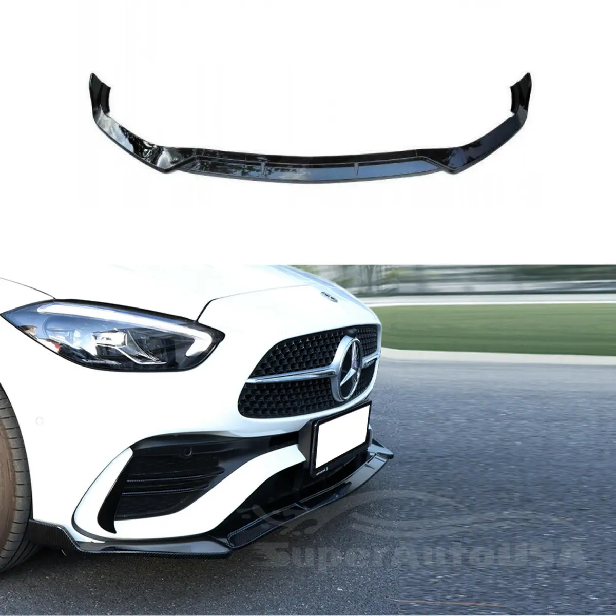 For 2022-2024 Mercedes Benz C-Class C300 C43 W206 Front Bumper Lip Splitters Spoiler (Gloss Black) 1