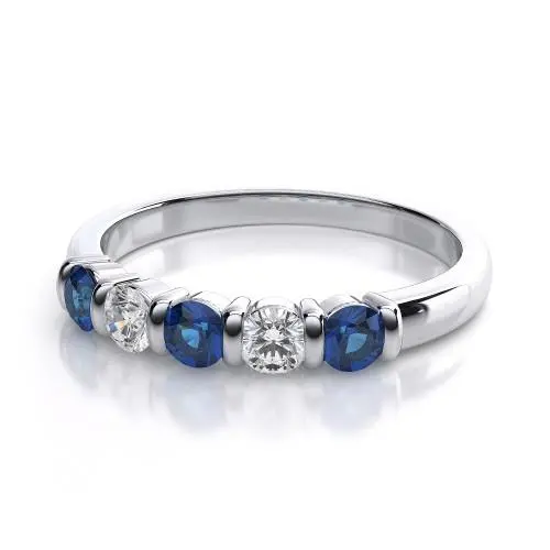 Platinum Sapphire And Diamond Barset Wedding Ring 1