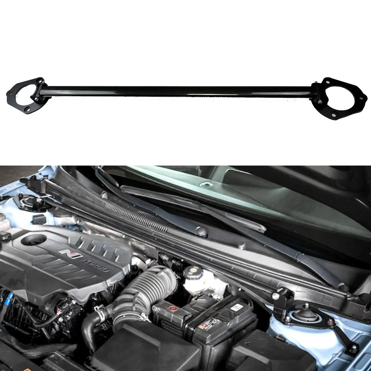 For 21+ Hyundai Elantra N Tcr Tuning Dry Carbon Fiber Front Strut Tower Top Brace Bar 1