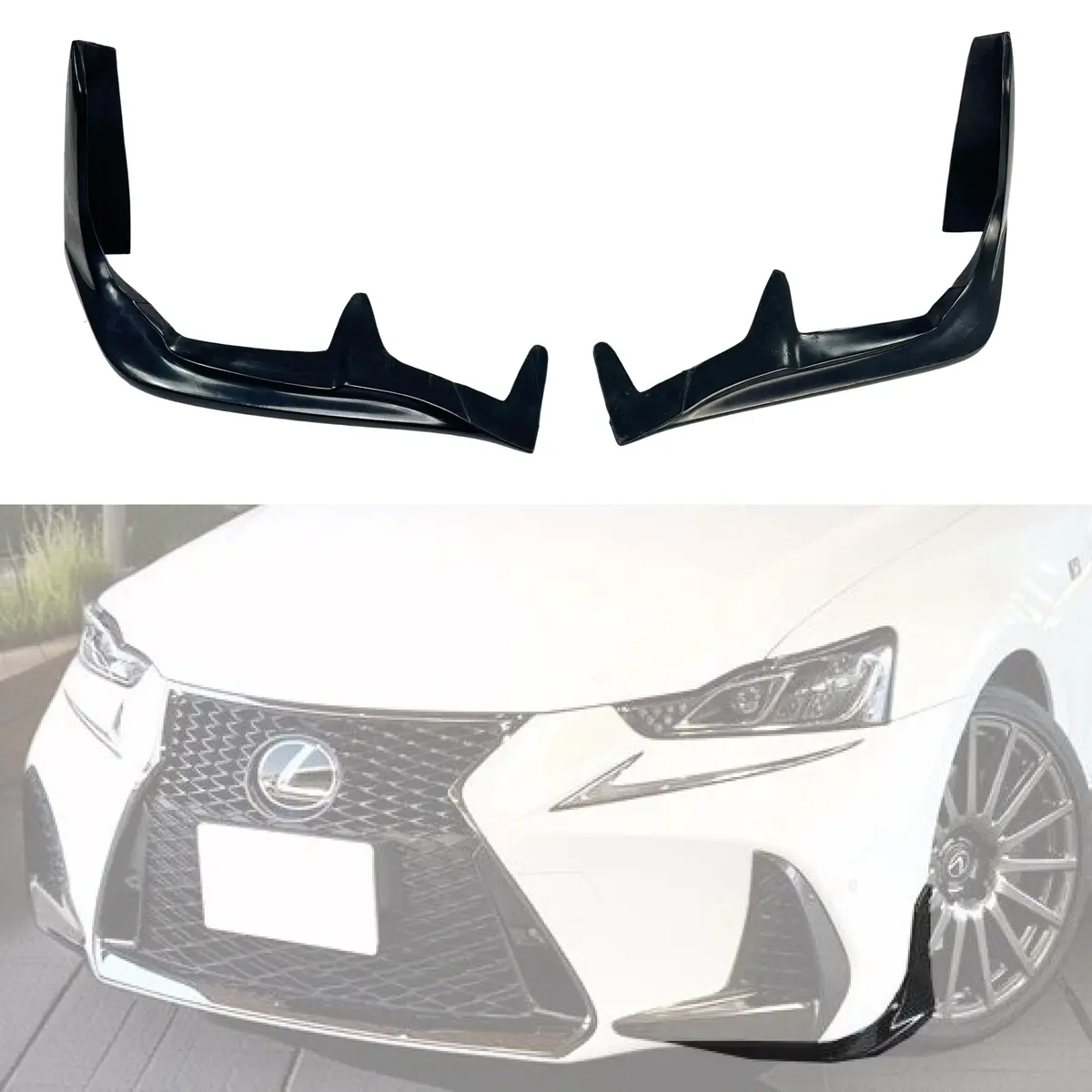 For 2017-2020 Lexus Is 200T/300/350 F-Sport Jdm Trd Style Front Bumper Lower Corner Lips 1