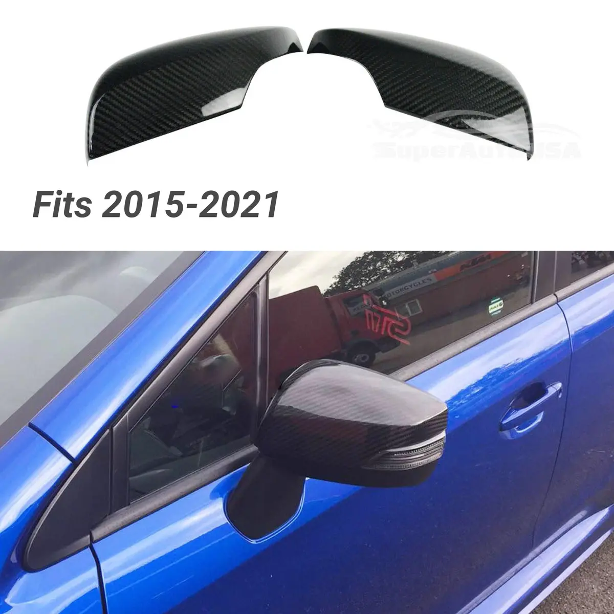 2015-2021 Subaru Wrx Sti Va - Carbon Fiber Door Mirror Cover Cap Overlay 1