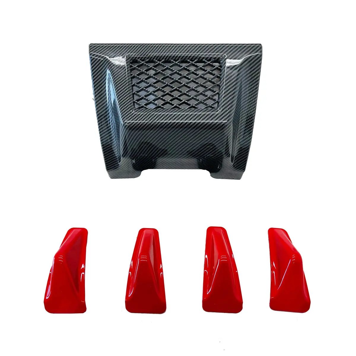 2015-2021 Subaru Wrx Sti Va - Red Shark Fins & Brake Light Cover - Carbon Fiber Print 1