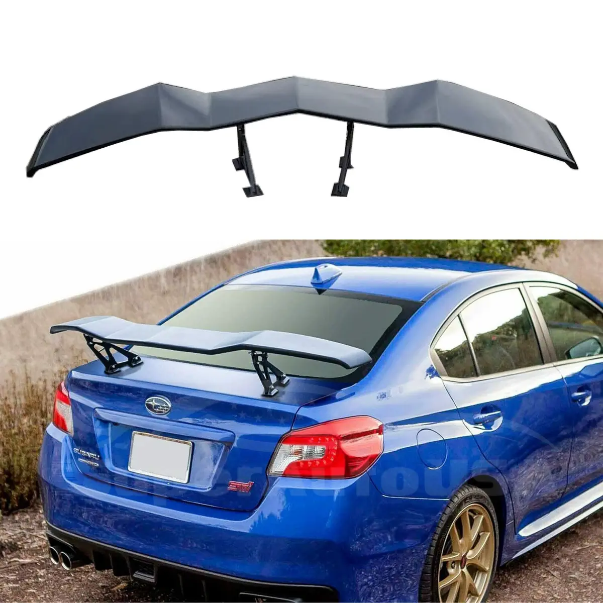 Universal Subaru Wrx Sti / Brz / Gr86 / Frs - Gt Lambo Style Rear Trunk Wing Spoiler - Gloss Black 1