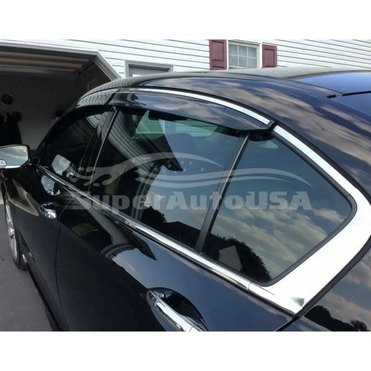 Fit 2013-2018 Nissan Altima Clip-On Chrome Trim Vent Window Visors Rain Sun Wind Guards Shade Deflectors 1