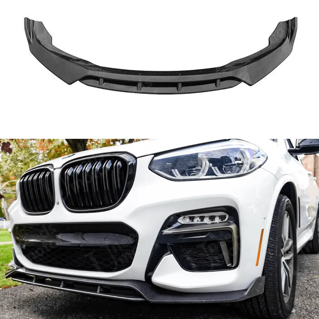 Fits 2018-2023 Bmw X3 G01 Gloss Black/ Carbon Fiber Print Front Bumper Lip Spoiler 1