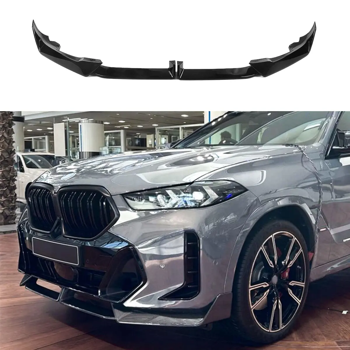 For 2024-25 Bmw X6 G06 Lci M Package Gloss Black Mp Style Front Lip 1