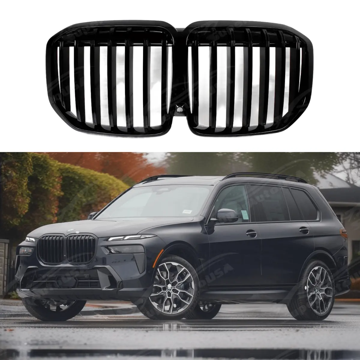 Fits Bmw X7 Suv 2023-2025 Lci Gloss Black Front Upper Ornamental Grille 1