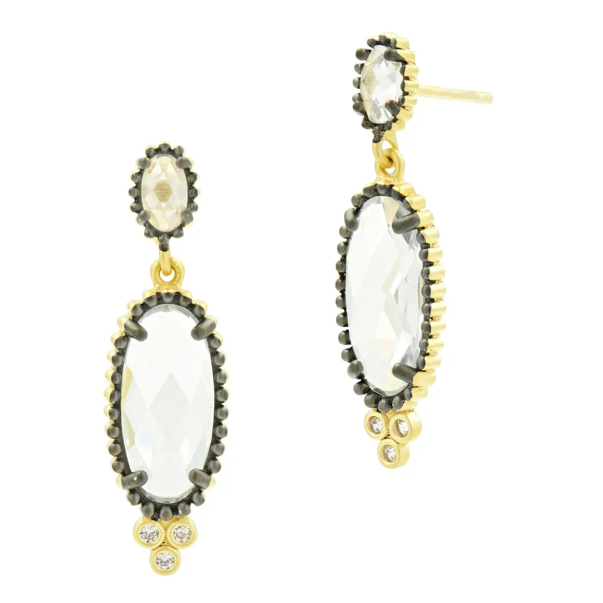 Frieda Rothman Sterling Silver Black Rhodium Plated Cubic Zirconia Dangle Earrings 1