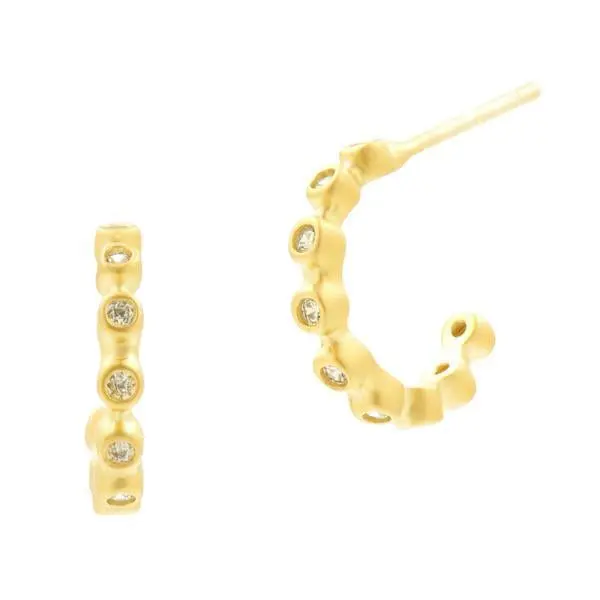 Frieda Rothman Bezel Ear Huggie Earrings 1