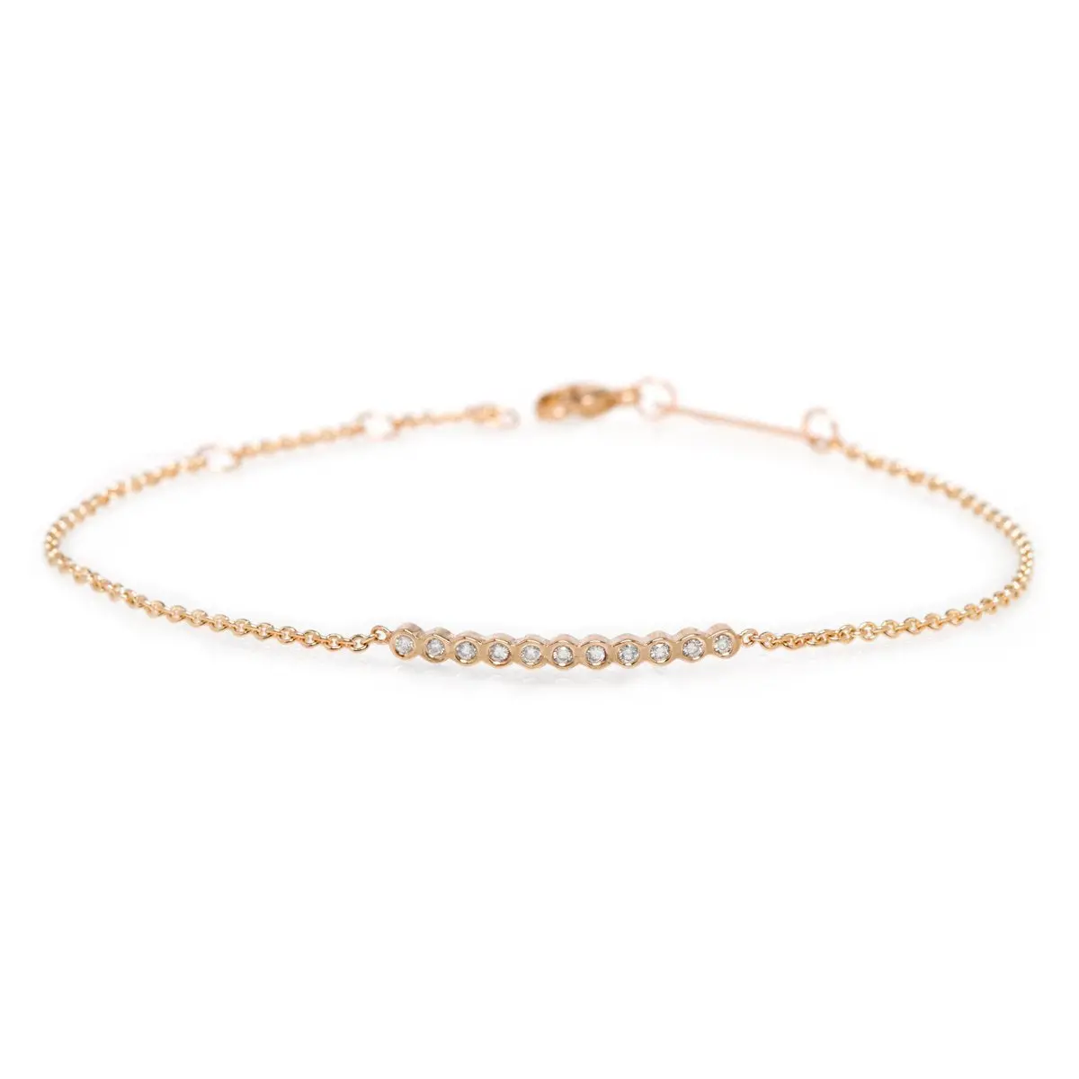 14K Yellow Gold Diamond Bezel Bar Bracelet 1