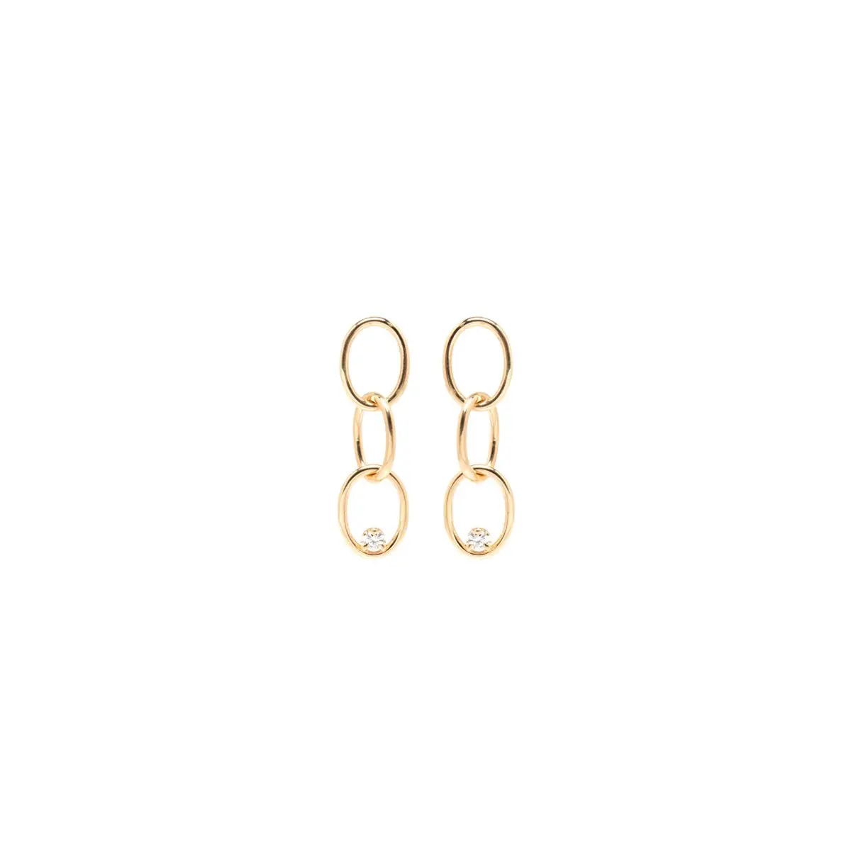 14K Yellow Gold Chain Link Earrings With Diamonds 1