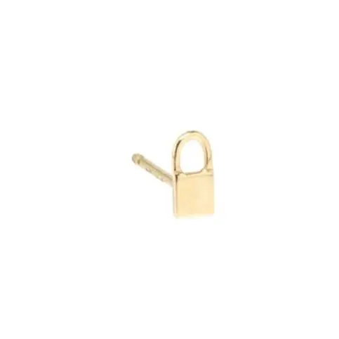 14K Yellow Gold Itty Bitty Padlock Stud Earrings 1
