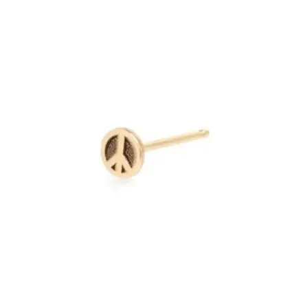 14K Yellow Gold Itty Bitty Peace Sign Stud Earrings 1