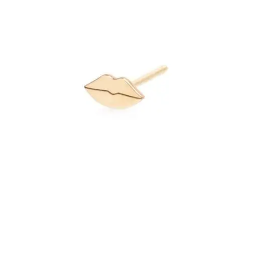 14K Yellow Gold Itty Bitty Lips Stud Earrings 1