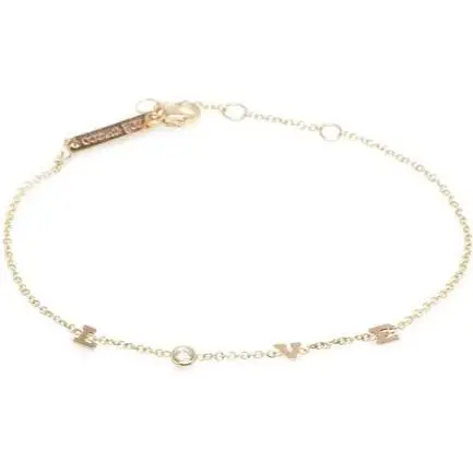 14K Yellow Gold Itty Bitty Initial Love Bracelet With Diamond 1