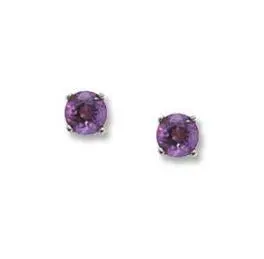 14K White Gold 4Mm Amethyst Studs 1