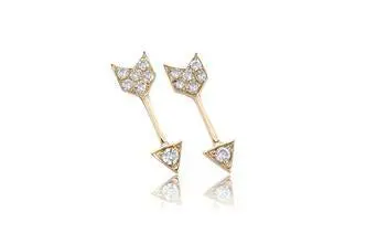 14K Yellow Gold Mini Arrow Earrings 1