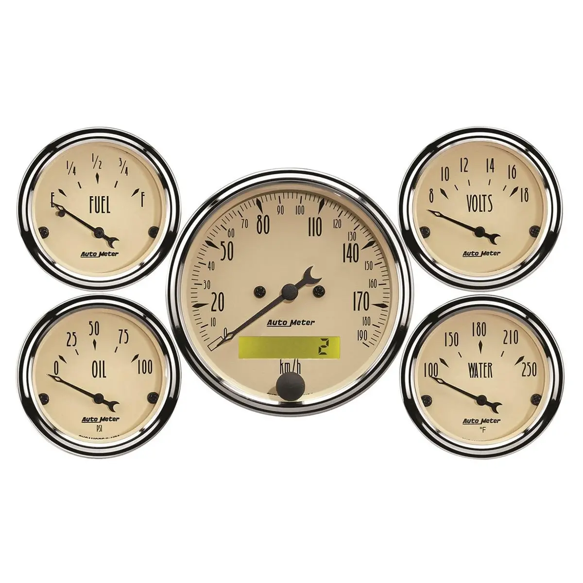 Autometer Vintage-Style Beige Analog Gauge Kit – 1809-M Series 1