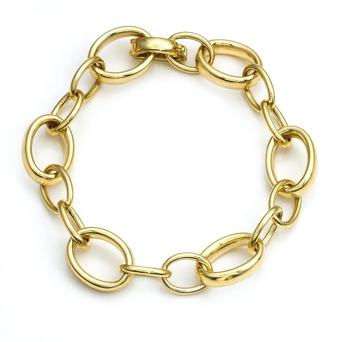 14K Yellow Gold Mixed Oval Links Bracelet Length 7 1
