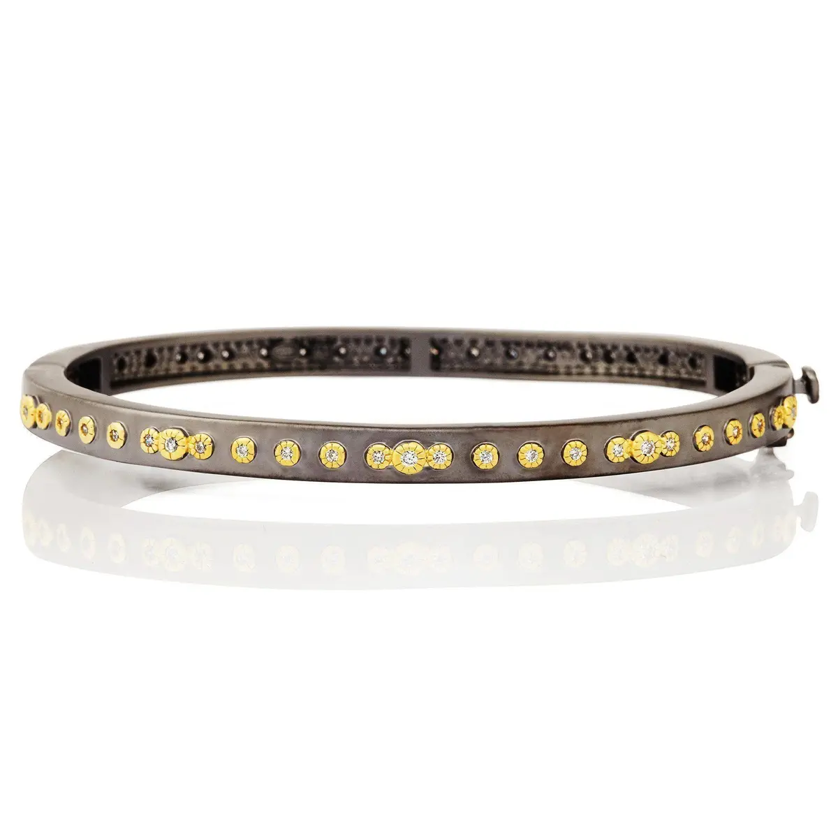 Frieda Rothman Mini Stud Bezel Stone Eternity Hinge Bangle 1