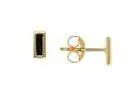 14K Yellow Gold Black Enamel Bar Shaped Earrings 1