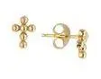 14K Yellow Gold Bead Cross Earrings 1