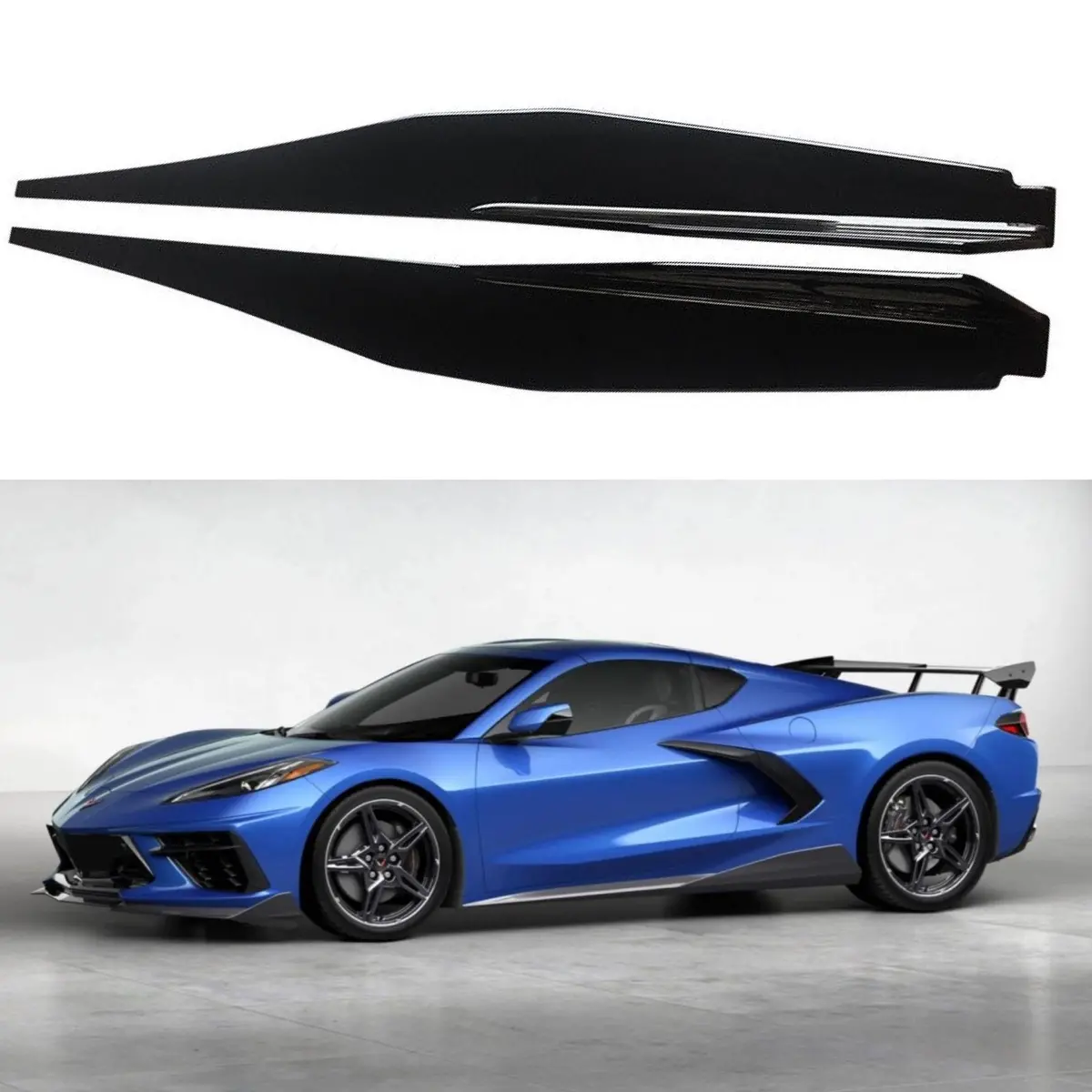 2020+ Chevrolet Corvette C8 Stingray - Z51 Style Side Skirts - Gloss Black 1