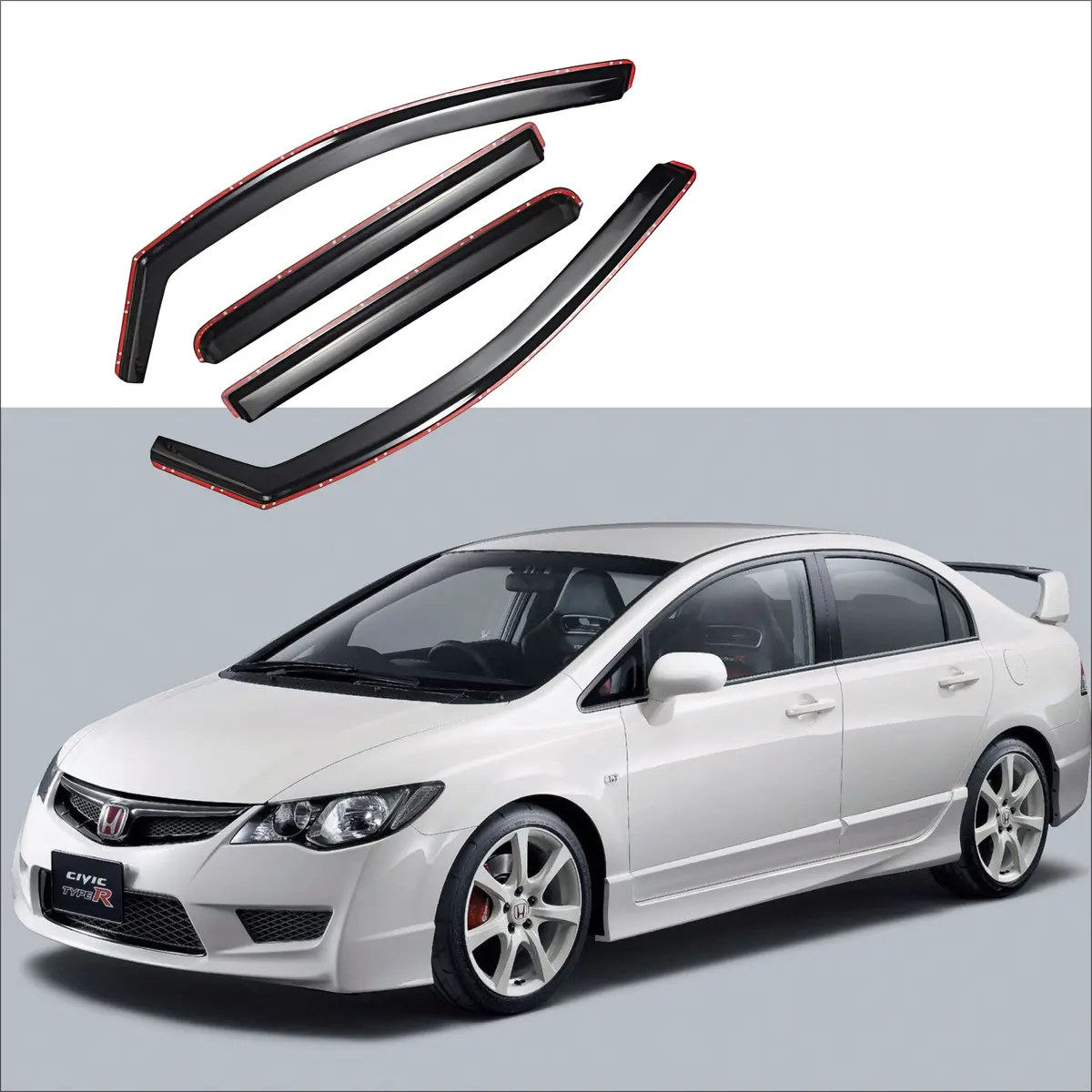 Fit 2012-2015 Honda Civic Sedan In-Channel Vent Window Visors Rain Sun Wind Guards Shade Deflectors 1