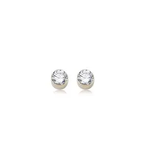 14K Yellow Gold 4Mm Tube Set Cz Earrings 1