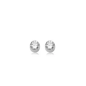 14K White Gold Tube Set With 4Mm Cz Earrings 1