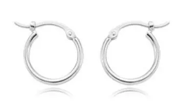 14K White Gold 1.5 X 12Mm Hoop Earrings 1