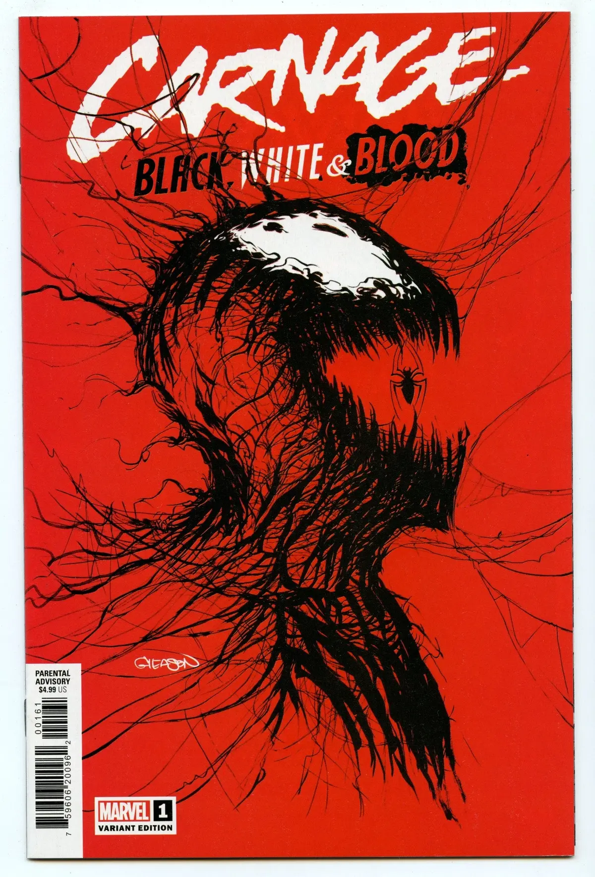 Carnage - Black, White & Blood 1 (May 2021) Nm- (9.2) - Gleason Webhead Variant 1