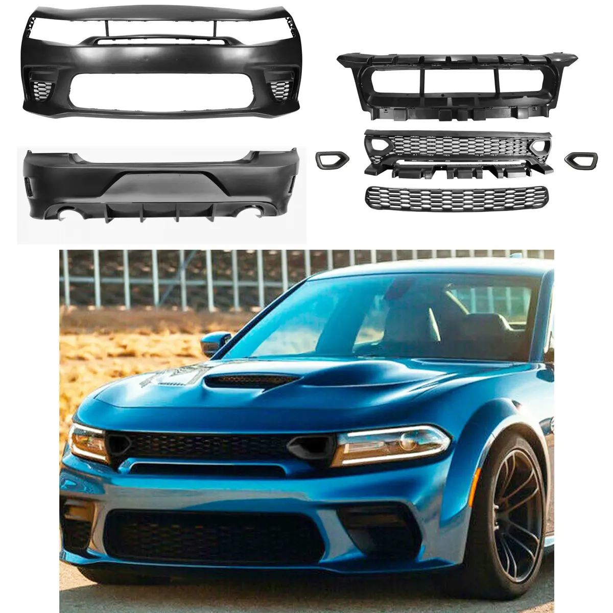 Front & Rear Bumper - Rt Srt Style | Fits Dodge Charger (2015-2023) 1